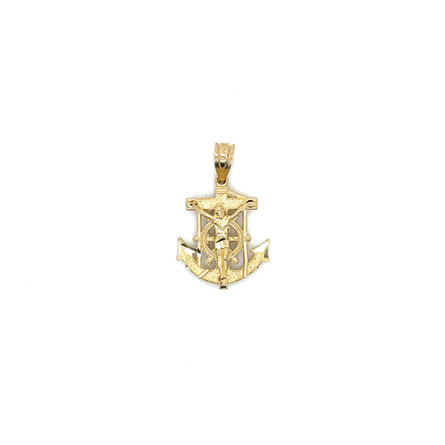 10k Gold Anchor Crucifix Pendant