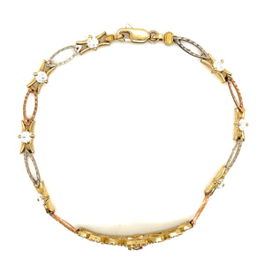 10K Tri Gold "15 years" Crown Valentino Link Bracelet