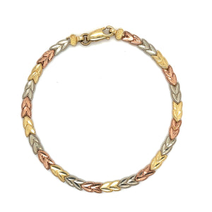 10K Tri Gold Heart Bracelet