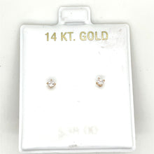 Load image into Gallery viewer, 14k Gold Square Cz Earrings Studs