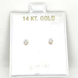 14k Gold Square Cz Earrings Studs