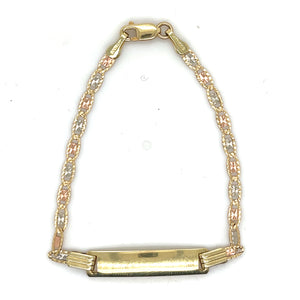 14k Tri Gold Valentino ID Bracelet