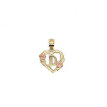 Load image into Gallery viewer, 10K Gold Letter Heart and Roses Pendant
