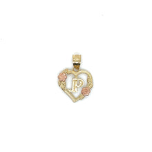 Load image into Gallery viewer, 10K Gold Letter Heart and Roses Pendant