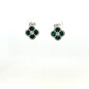 Sterling Silver Green VCA Earrings