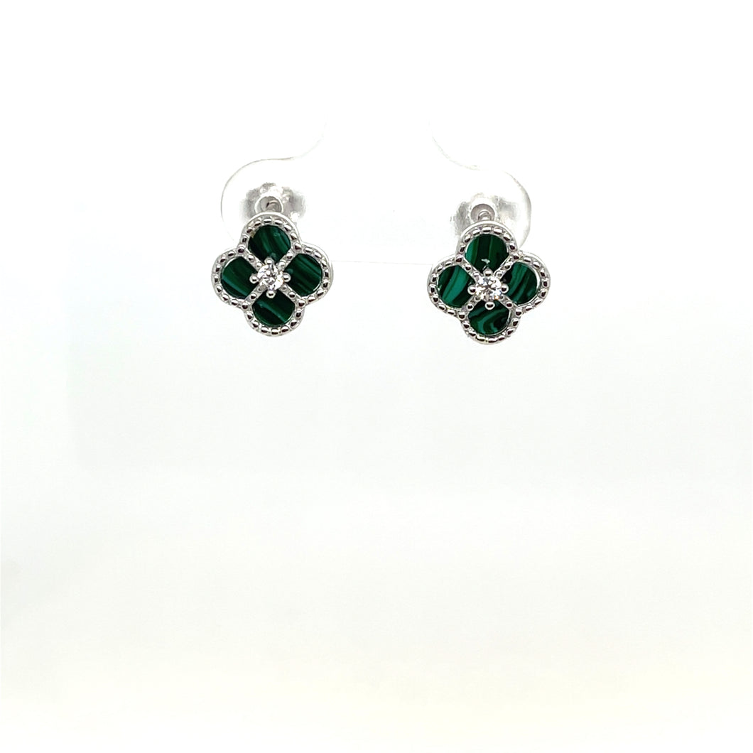 Sterling Silver Green VCA Earrings