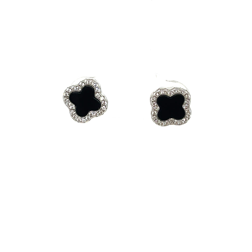 Sterling Silver Black VCA Earrings