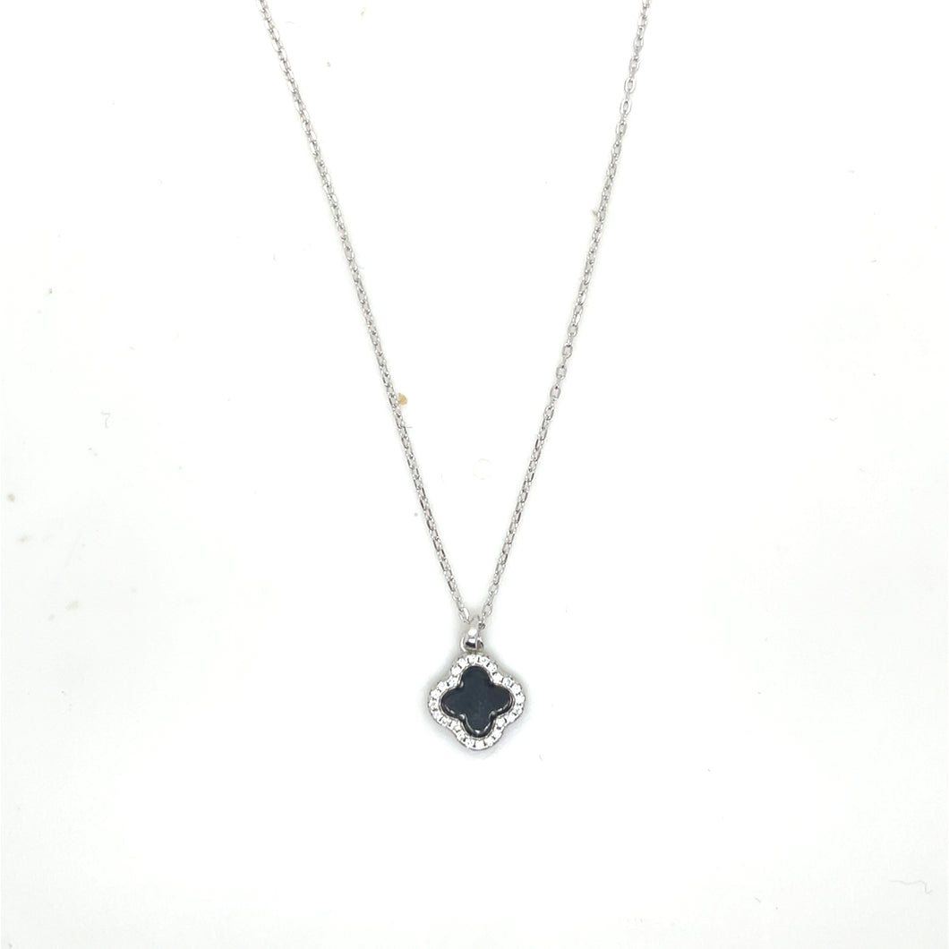 Sterling Silver Black VCA Necklace