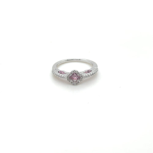 Sterling Silver Pink Cz VCA Ring