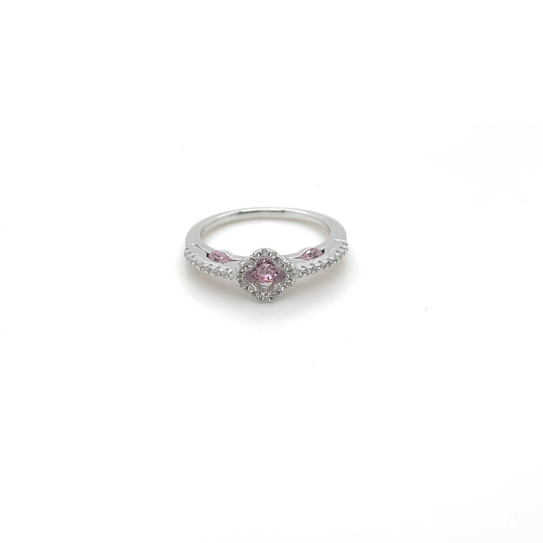 Sterling Silver Pink Cz VCA Ring