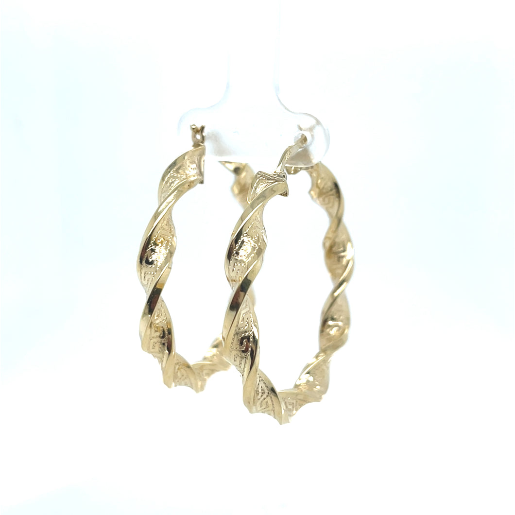 10k Gold Swirls Hoop Earrings