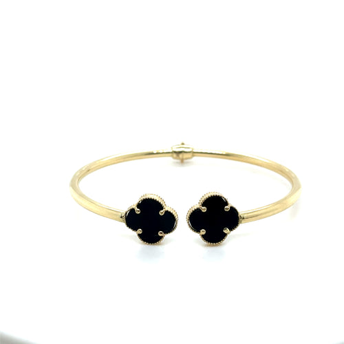14k Gold Black Clover Bracelet