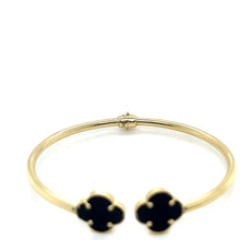 Load image into Gallery viewer, 14k Gold Black Clover Bracelet