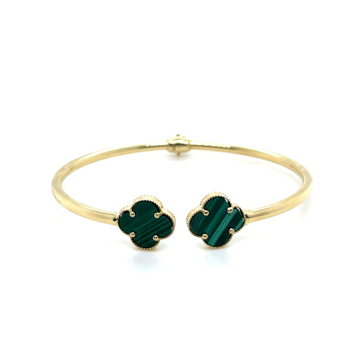 14k Gold Green Clover Bracelet