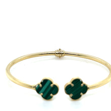 Load image into Gallery viewer, 14k Gold Green Clover Bracelet