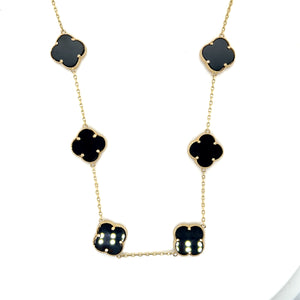 14k Gold Black Clover Necklace