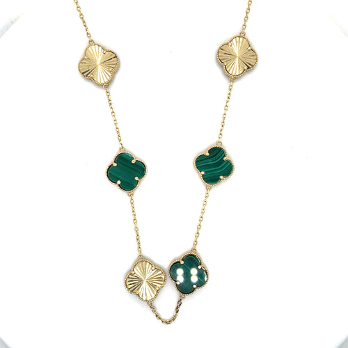 14k Gold Green Clover Necklace