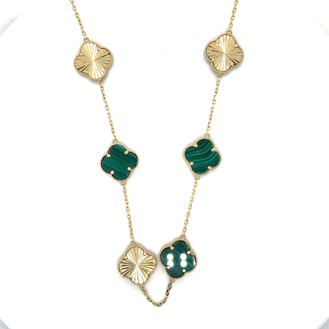 14k Gold Green Clover Necklace