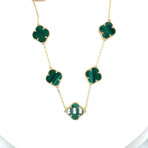 14k Gold Green Clover Necklace