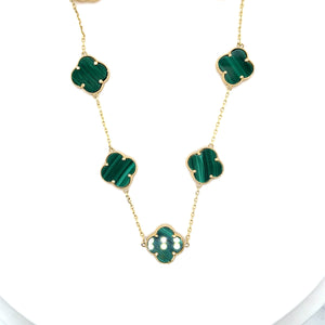 14k Gold Green Clover Necklace
