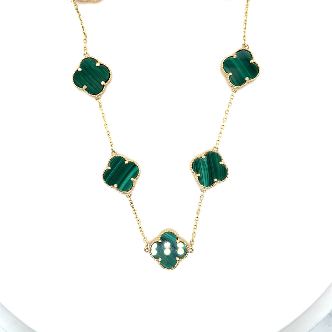 14k Gold Green Clover Necklace