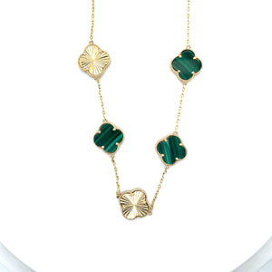 14k Gold Green Clover Necklace