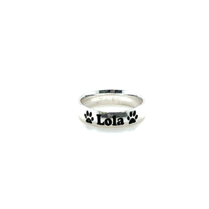 Personalized Sterling Silver Paw Name Band