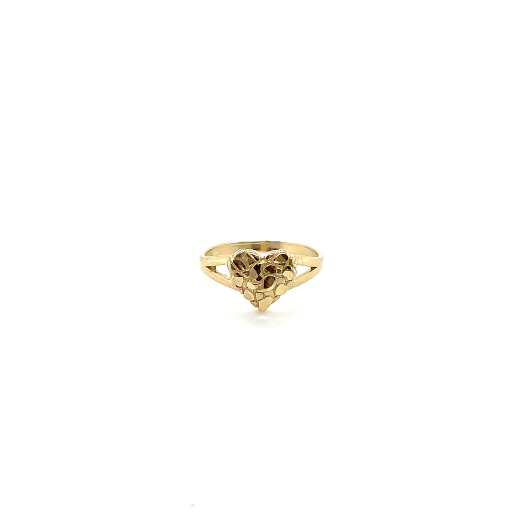 14k Gold Heart Nuggets Ring