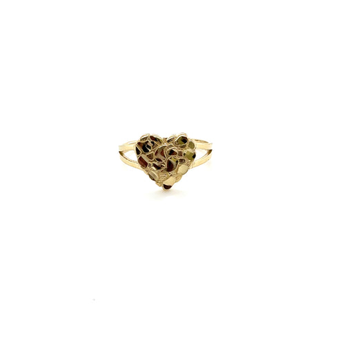 14k Gold Heart Nuggets Ring