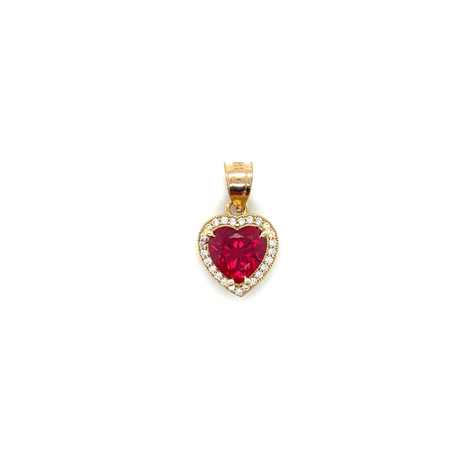 14K Gold Red Heart Pendant