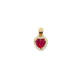 14K Gold Red Heart Pendant