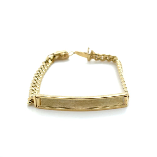 14k Gold Cuban Pave ID Bracelet