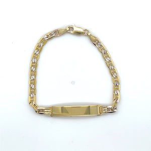 14k Gold Marinero Link Diamond Cut ID Bracelet