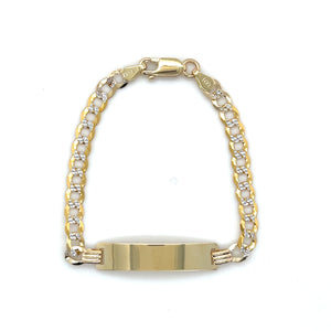 14k Gold Cuban Link Diamond Cut ID Bracelet