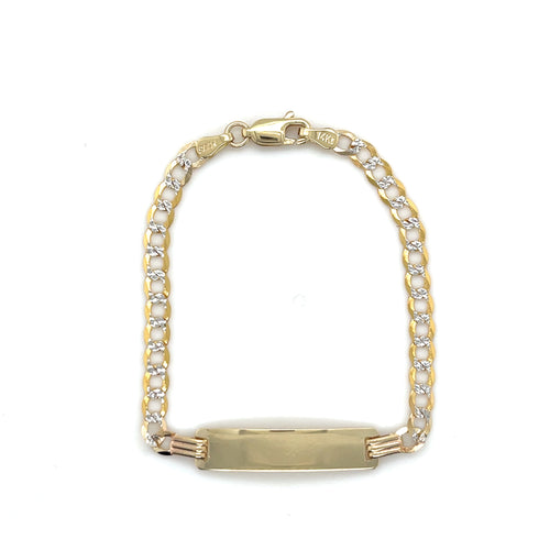 14k Gold Cuban Link Diamond Cut ID Bracelet