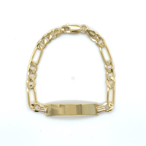 14k Gold Figaro Kid ID Bracelet
