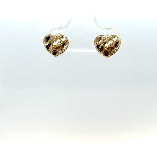 14k Gold Nugget Heart Earrings