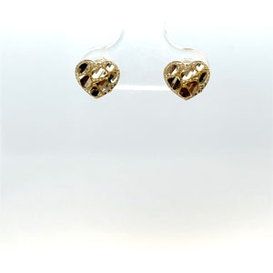 14k Gold Nugget Heart Earrings