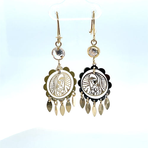 14k Gold Our Lady of Guadalupe Earrings