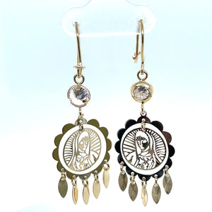 14k Gold Our Lady of Guadalupe Earrings