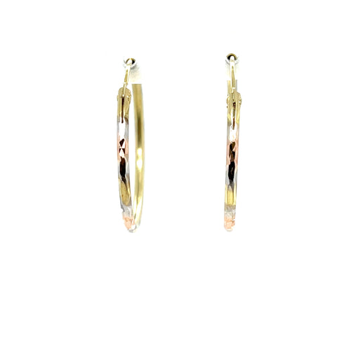 10k Tri Gold Hoop Earrings