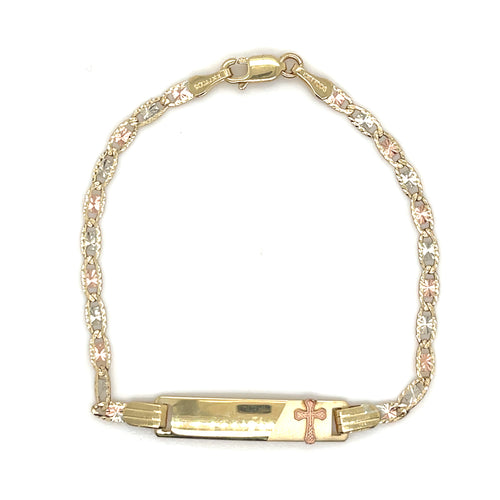 10k Gold Valentino Cross Kids ID Bracelet