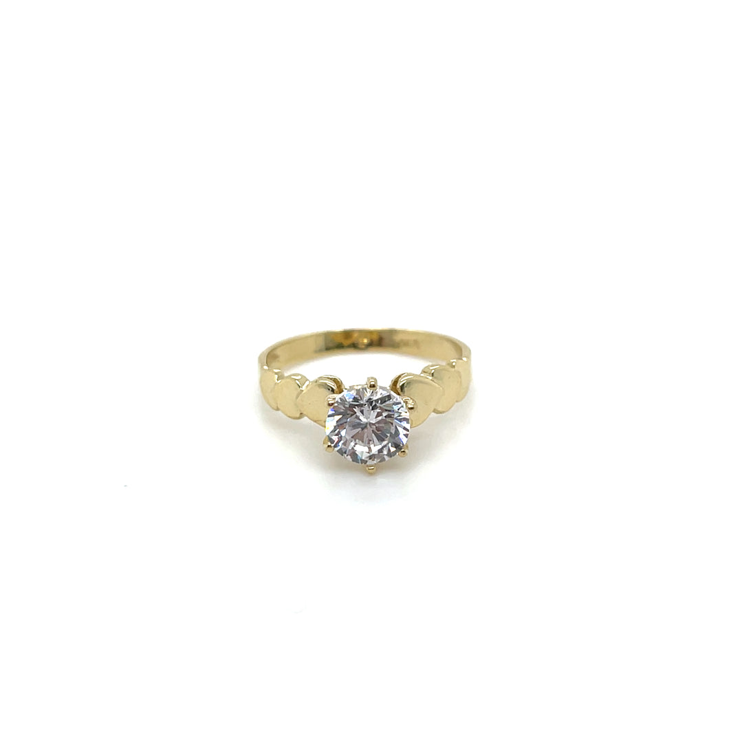 10k Gold Round Heart Engagement Ring