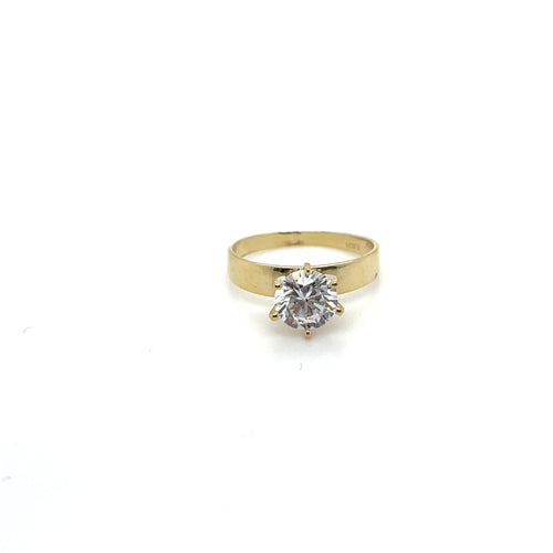10k Gold Clear Round Engagement Ring