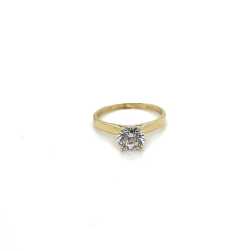 10k Gold Clear Round Engagement Ring