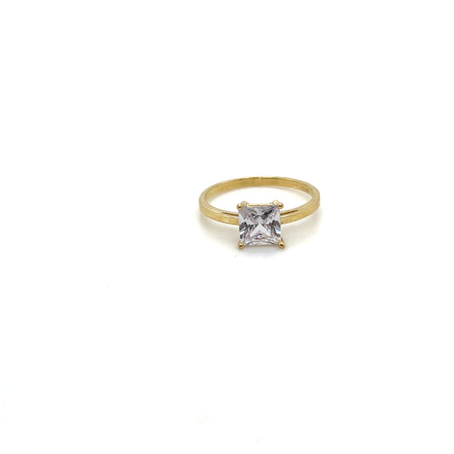 10k Gold Clear Square Engagement Ring