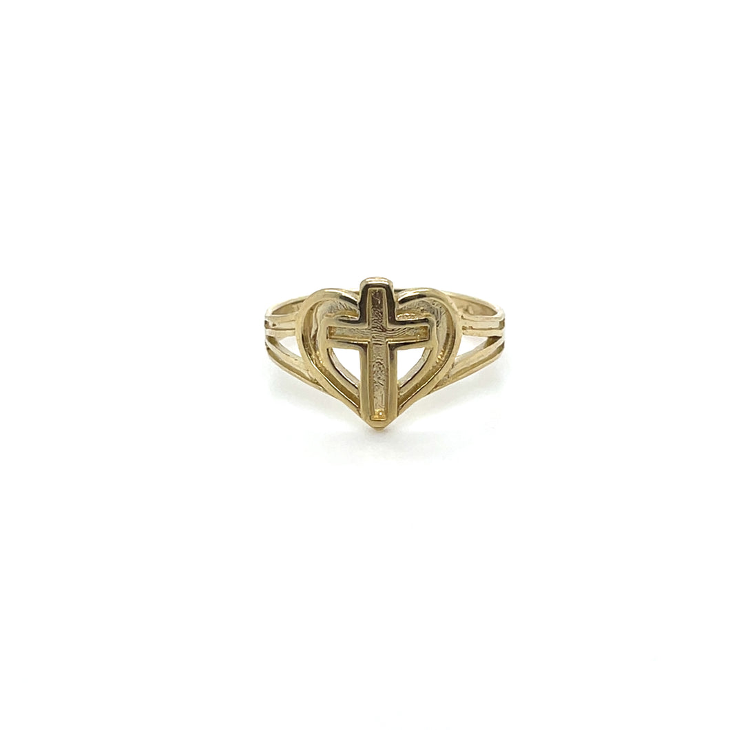 10k Gold Heart with Cross Ring