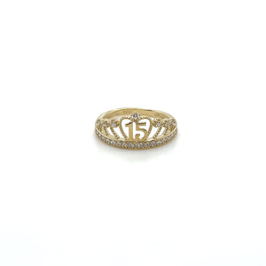 10k Gold Crown "15 years" Ring