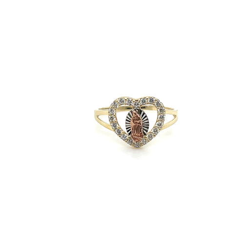 10k Gold Heart Our Lady of Guadalupe Ring