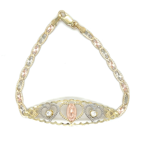 10k Gold Our Lady of Guadalupe Heart Bracelet